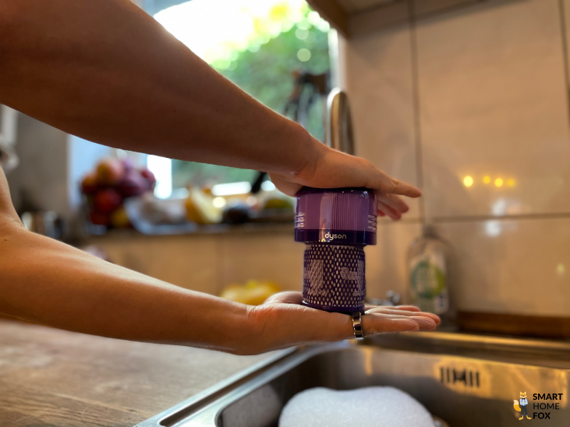 HEPA-Filter füllen und schütteln